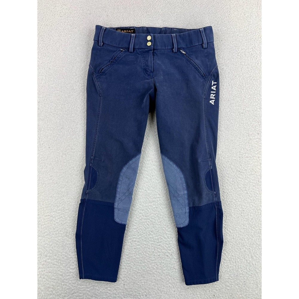 Ariat Prix Breeches Womens 28R Blue Ankle Riding Pants Knee Patch 10012312